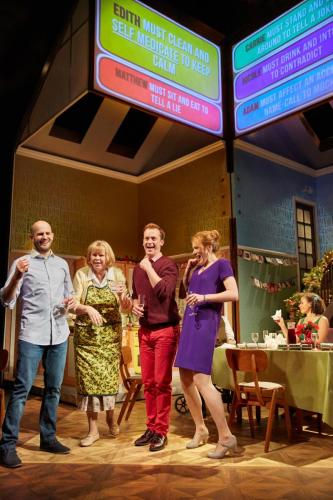 Rules For Living at ETT and Royal and Derngate Production. Ed Hughes (Adam), Jane Booker (Edith), Jolyon Coy (Matthew) and Laura Rogers (Nicole) Photo by Mark Douet